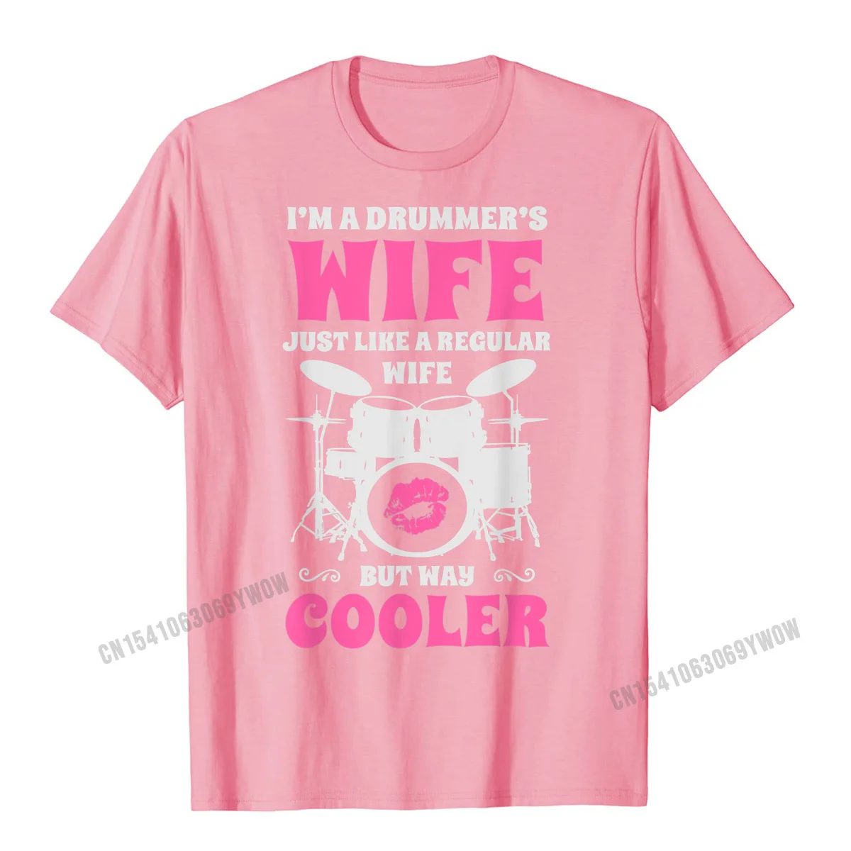  Men T-shirts Unique Birthday Tops & Tees Cotton Round Collar Short Sleeve Printed On T-shirts ostern Day Free Shipping Im A Drummers Wife Funny Women Drummer Drumset Drum Set T-Shirt__99 pink
