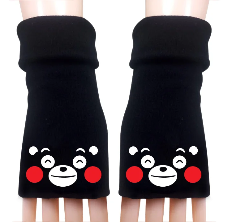 Kumamon Kawaii медведь милые вязаные перчатки хлопок теплые половина пальцев Варежки Мода Косплей Реквизит аксессуары подарок зима