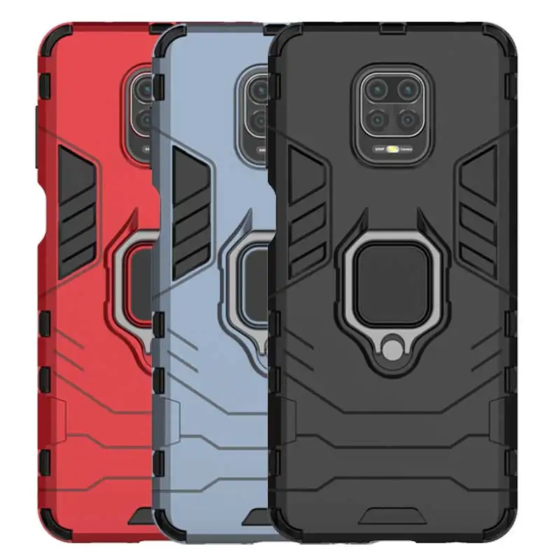 

Redmi Note 9s Case Shockproof Armor Case For Xiaomi Redmi Note 9S Silicon Hard PC Metal Finger Ring Heavy Protection Back Cover