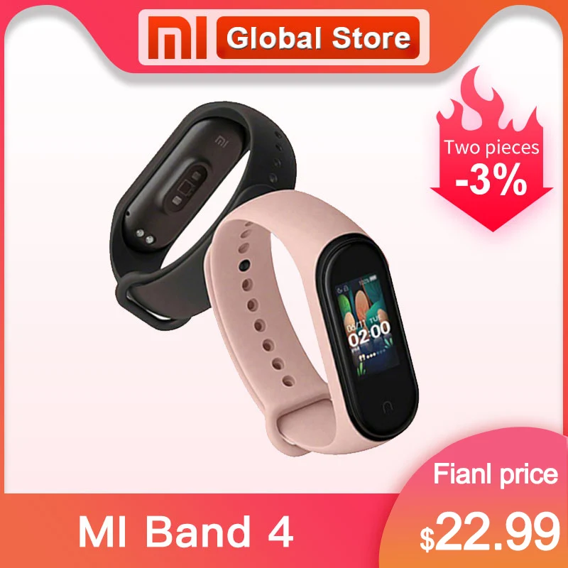 Влагостойкий смарт браслет Xiaomi Mi Band 4 спортивный трекер Bluetooth 3 цвета дисплей
