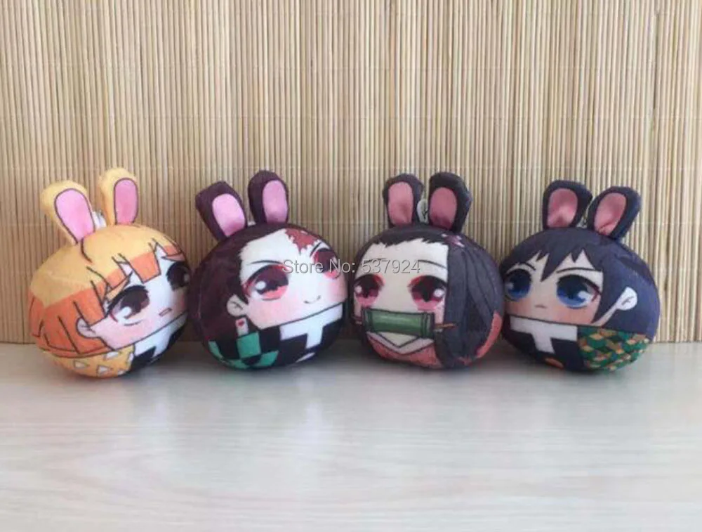 

New 20Pcs Demon Slayer Kimetsu no Yaiba Kamado Nezuko Tanjirou Hashibira Inosuke 4" 10CM Plush Doll Keychain Pendant