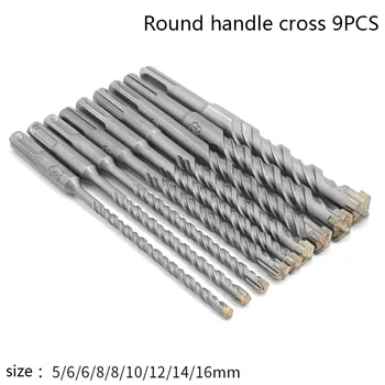 

9Pcs 160mm Round Shank Electric Hammer Drill Bit Set for Concrete Wall Brick Block Masonry Hole Saw Drilling Bits