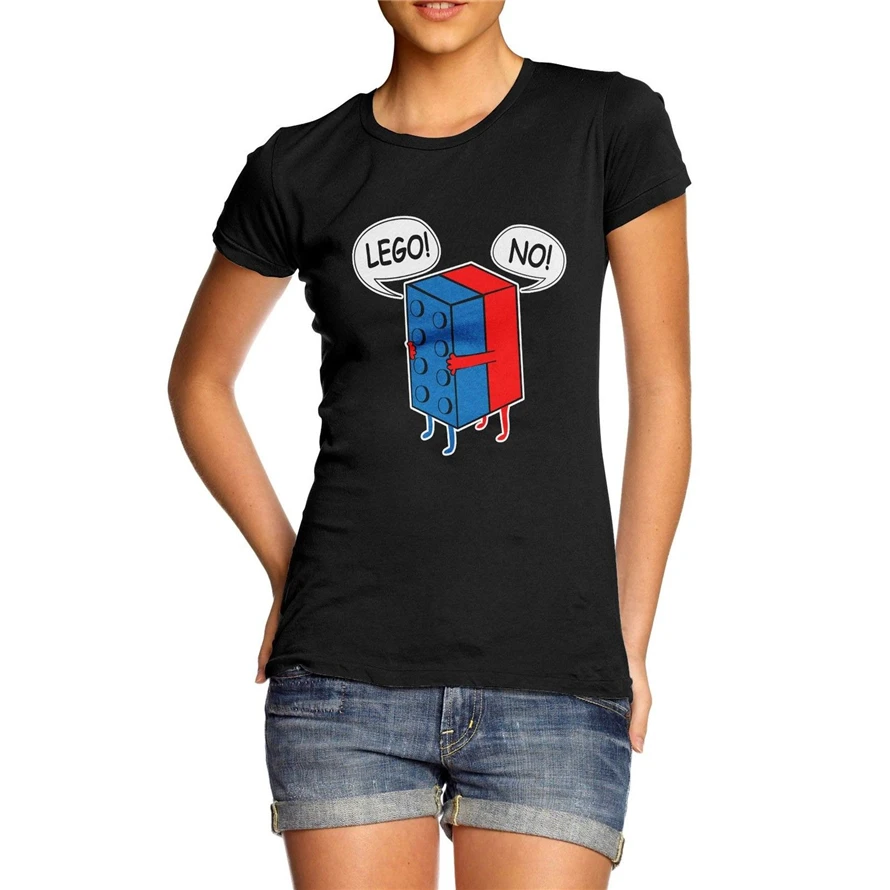 Women Cotton Novelty Funny Lego Print T-Shirt Summer Style Casual Wear Tee Shirt | Мужская одежда