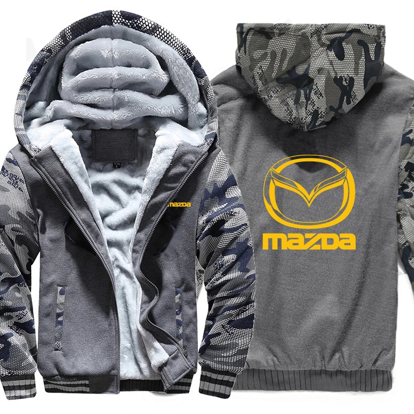 As picture Толстовки Mazda зимний камуфляжный чехол, куртка для мужчин, шерстяная подкладка, флис, логотип Mazda, мужская Толстовка - Цвет: As picture