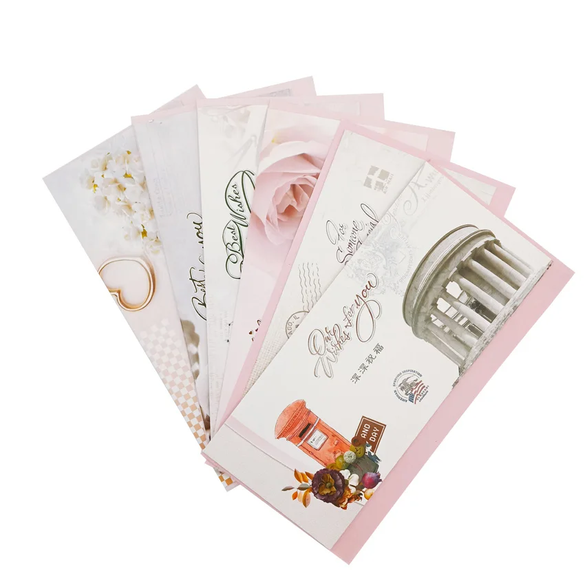 

50pack/lot Beautiful flower series deep blessing folded greeting card Rectangular greeting Card Birthday Gift Cards