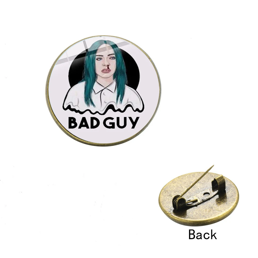 SONGDA новая печать Билли эйлиш индивидуальность брошь с логотипом Bad Guy хип-хоп певица модная шляпа сумка Металлический Нагрудный Знак мужские и женские сувениры - Окраска металла: Style 19