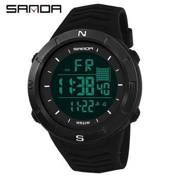 

SANDA Fashion Simple Sport watch Men Military Watches Alarm Clock Shock Resistant Waterproof Digital Watch reloj hombre 6001