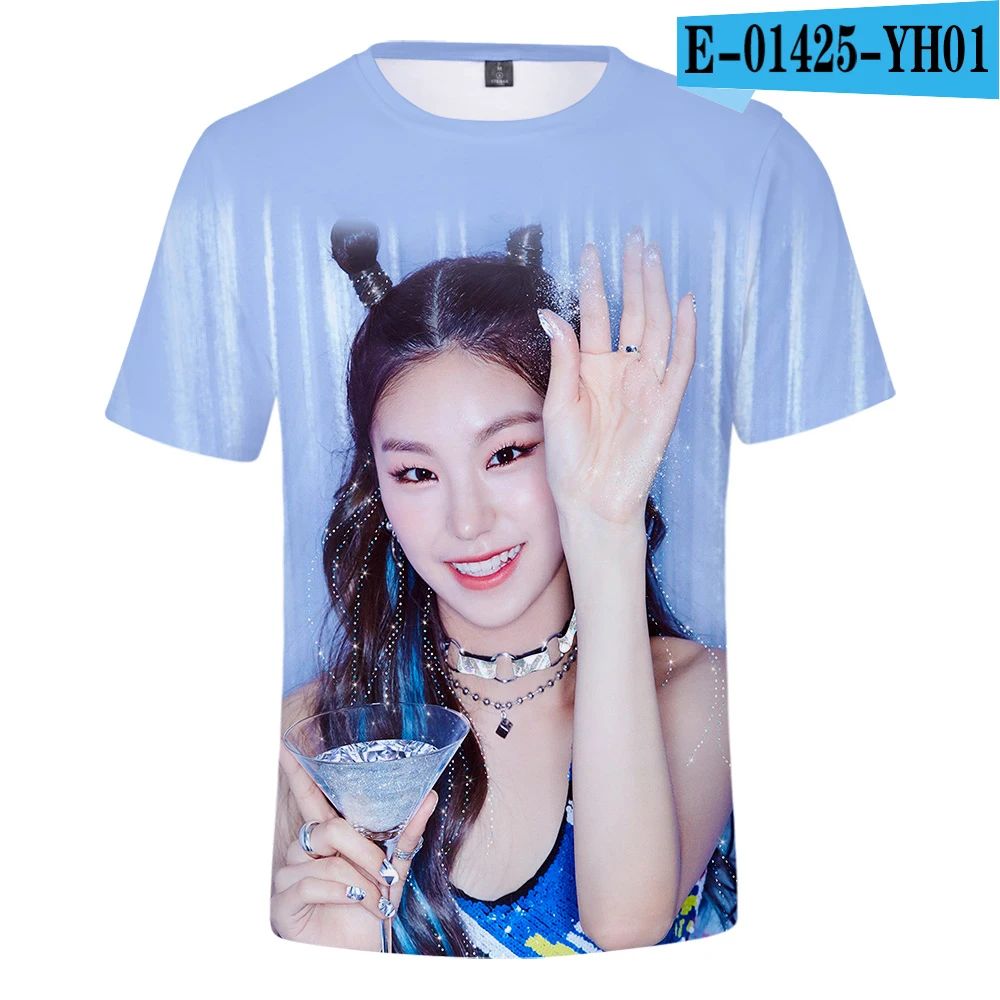 3D Новая ITZY 3D футболка Женская Новая высококачественная Kpop популярная во всем мире певица ITZY футболка футболки для девочек - Цвет: 3D