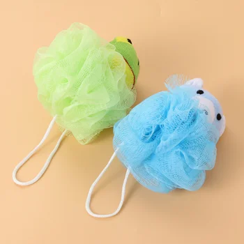 

2pcs Soft Bath Ball Bath Sponge Cute Cartoon Animal Sponge Mesh Pouf Shower Ball (1pcs Green Frog + 1pcs Blue Little Bear)