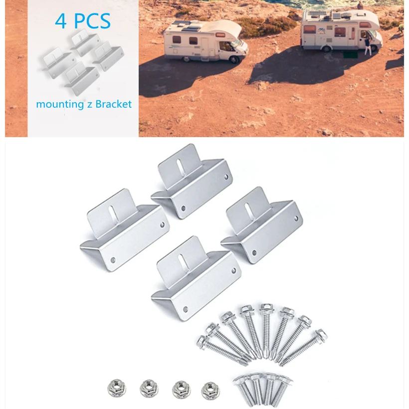 

4 Pcs RV Solar Panel Mounting Brackets Solar Panel Mounting Z Bracket For 100W150W 200W 300W Solar Panel For Roof Boat Off-Grid