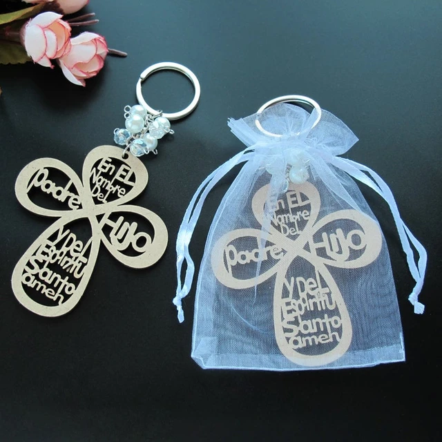 12pcs Recuerdos para bautizo baptism favors Recuerdos de bautizo y primera  comunión Wood cross boy girl wood flower - AliExpress