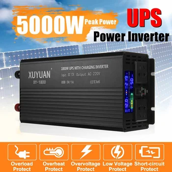 

5000W Car Inverter 12V 220V P eak UPS Voltage transformer Sine Wave LCD Display 12V to 220V Solar Power Inverter for car truck