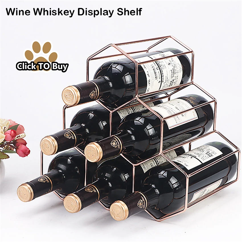 Wine-Rack-Wine-Whiskey-Display-Shelf-Metal-6-Bottle-Mount-Kitchen-Wine-Bottle-Holder-Stand-Organizer