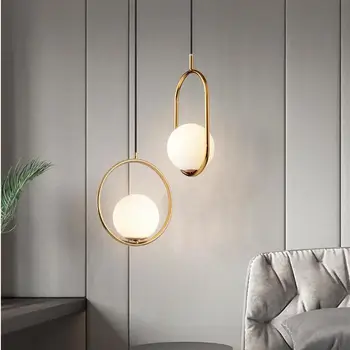 

Simple modern glass restaurant small chandelier art bedside living room Nordic LED lights Art LED Chandeliers Living Room