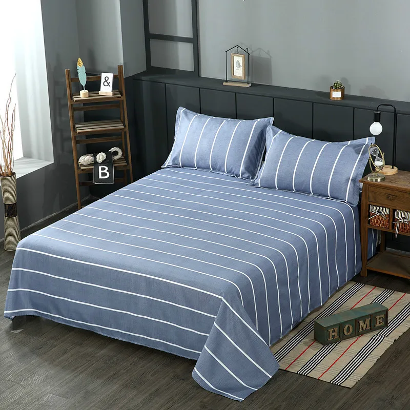 

Full Sizes Plaid / Stripe / Geometric Patterns Printed Polyester Flat Sheet Printing Bed Mattress Set With Pillowcases Bed Cover