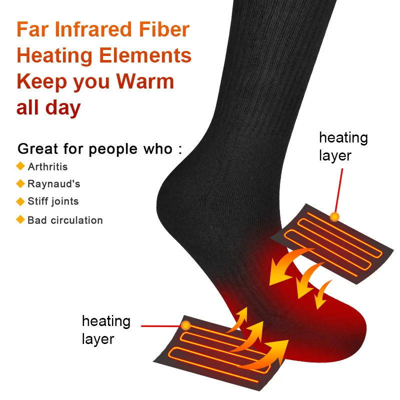 Savior Heat Thermal Heated Socks Electric Heated Skiing Socks for Women Men Winter Sports Warm Foot Sports Socks 2021 New SS03C · v2