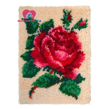 

Diy latch hook rug kits Flowers Rose do it yourself needlework button package carpet embroidery kit diy rugs home decoration