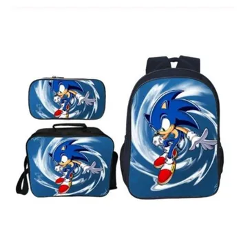 

Boys Girls Primary Schoolbag Students Suit Backpacks Gifts 3Pcs/Set Sonic Shadow Backpacks For Kids Cartoon Printed School Bags