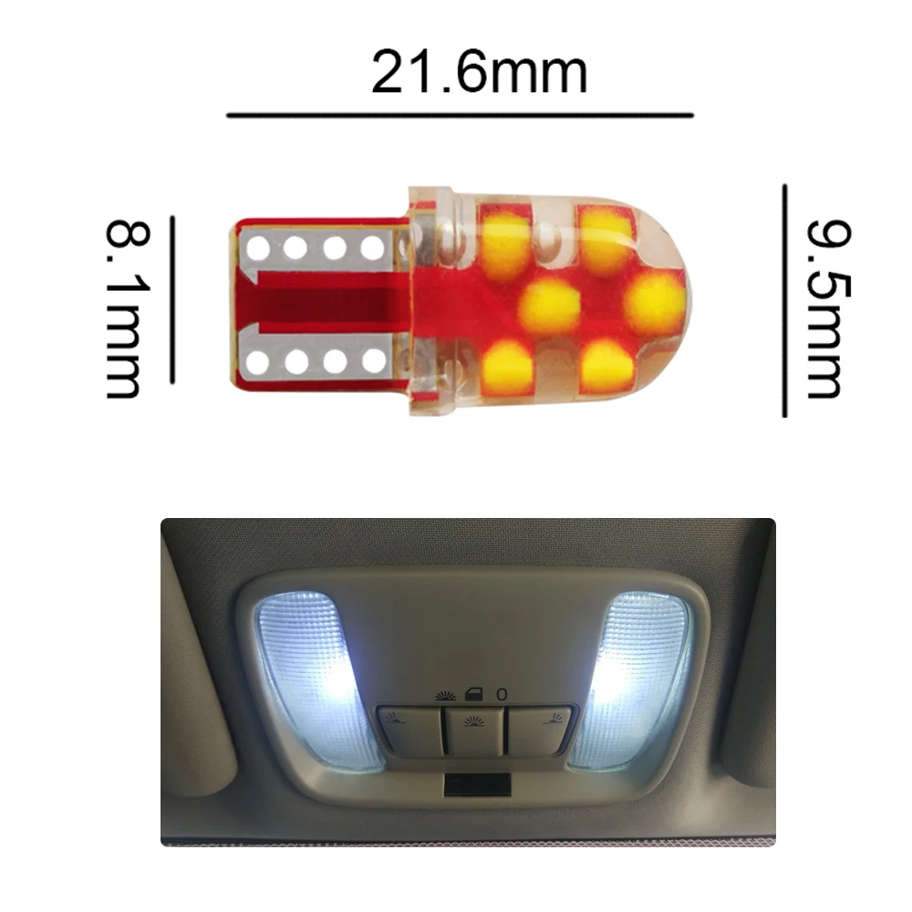 CROSSFOX 10x Автомобильный светодиодный T10 SMD12 W5W 194 светодиодный стояночный светильник для салона, клинообразный зазор, лицензионный светильник, белый, желтый, синий, красный