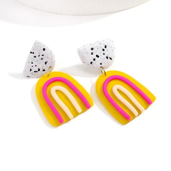 

AENSOA Creative Rainbow Polymeric Clay Drop Earrings for Women Unique Fashion Handmade Soft Clay Dangle Earring Fashion Jewelry
