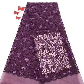 

Golden 3D Flowers Embroidered Lace Fabric For Evening Dress With Beads Stones High Quality African Tulle Lace Fabrics QF2409B-7