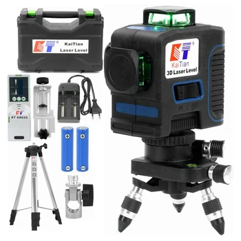 

KaiTian 12Lines 3D Laser Level Self-Leveling Horizontal 360 Rotary Vertical Cross Super Powerful Green Laser Beam Line Leve Tool