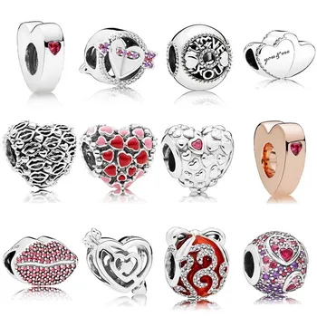

Red Sparkling Arrow & Heart Burst Of Love Heart Bright Ornament Beads 925 Sterling Silver Charm Fit Bracelet Diy Jewelry