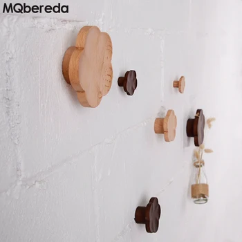 

New Creative Solid Wood Flower Hook Hanger Home decorations Strong Hole Hangers Creative Nordic Wall Coat Hook Wooden Wall