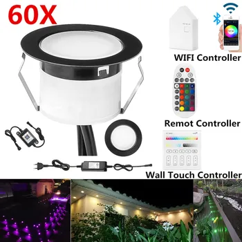 Online 60X Schwarz 45mm 12V RGBW Terrasse LED Deck Treppen Soffitte UP/Unten Schritt Lichter Waterprrof WIFI Bluetooth Mesh Controller Timer Dimmer