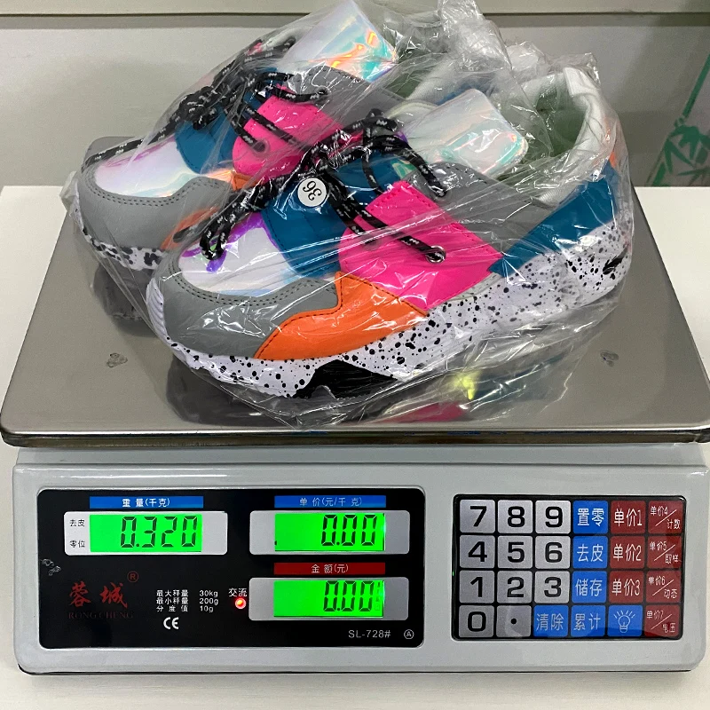 Women's Rainbow Shoes Mixed Color Casual Sneakers Multicolor Increase Sports Shoes Comfortable Breathable Holographic Outdoor Shoes (13)