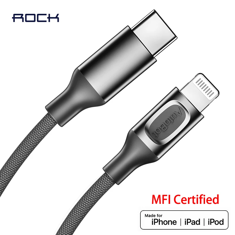 Rock MFI сертифицированный usb c на lightning зарядный кабель для iPhone xs max xr x 8 7 6s plus 5 ipad быстрое зарядное устройство PD кабель 1 м