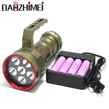 

Professional Diving LED Flashlight 6*XM-L2 Waterproof Underwater Dive Torch Submarine Light Lanterns by 4*18650 battery