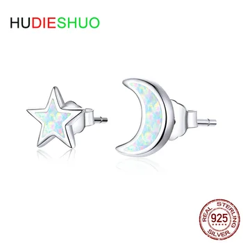 

Best selling star moon opal s925 sterlingsilver earrings female fashion European and American cross-border sterlingsilver earr