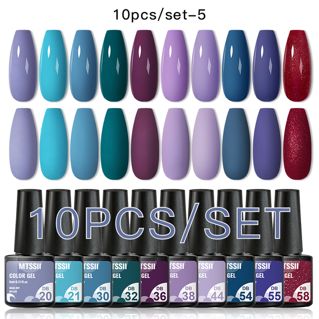 10pcs Gel Nail Polish Set Pure Color UV Gel Nails Long Lasting Gel Soak Off Gel Polish Base Gel No Wipe Top Coat