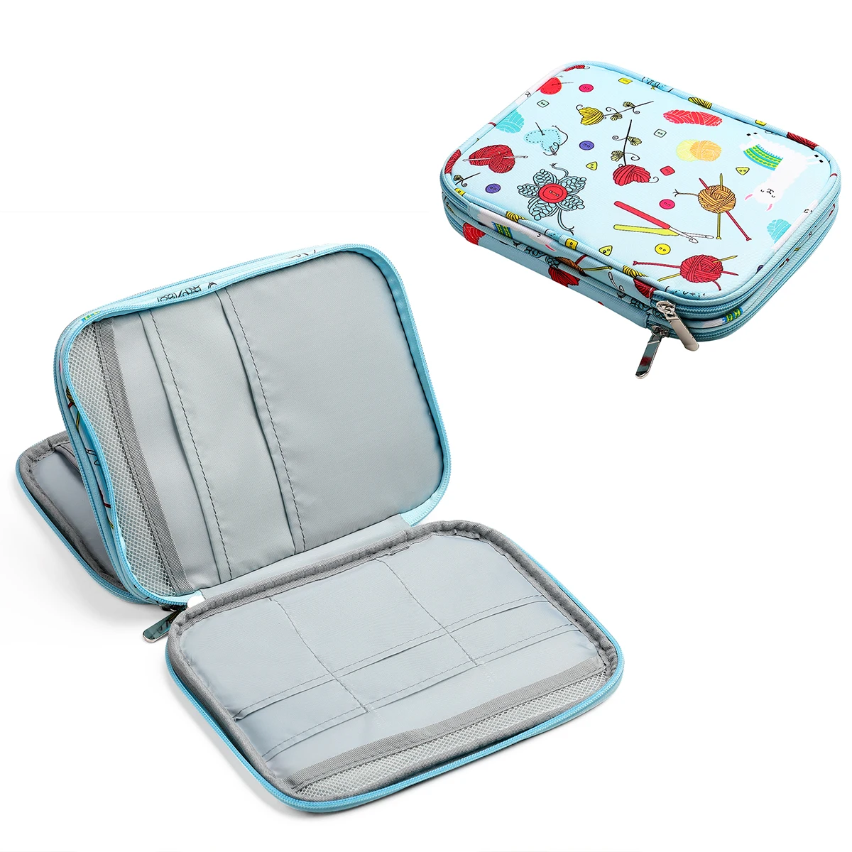 Empty Crochet Hook Storage Pouch Knitting Needles Kit Case Sewing Needles Scissors Ruler Sewing