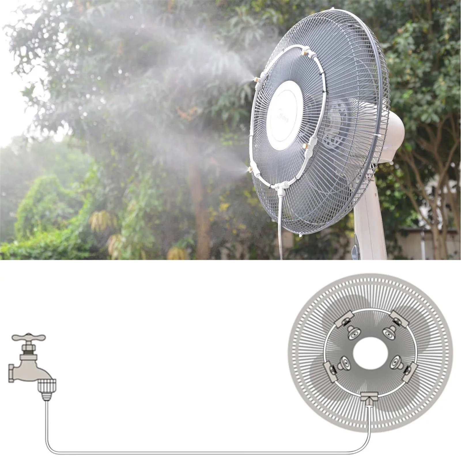 Mist Fan Ring Kit Water Sprayer Outdoor 