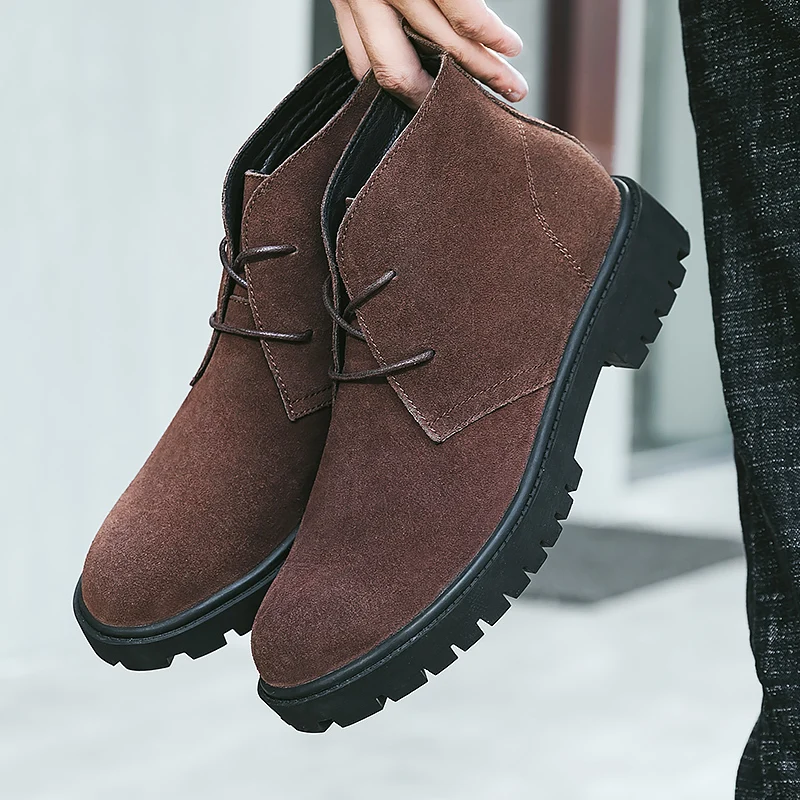 

Autumn Winter Chelsea Men's Boots Classic Fashion Genuine Leather Ankle Boots Men Big Size 36-48 Cow Suede Winter Shoes Men