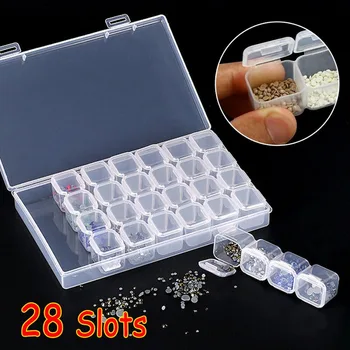 

28 Slots Diamond Painting Accessories Boxes Nail Tips Bead Organisers Tools Accessories 175*110mmm