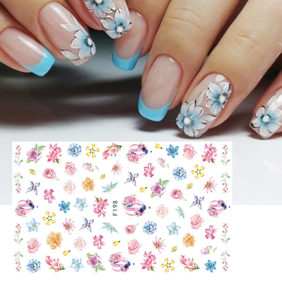 1pcs Sakura Nail Art Decals Stickers 3D Cherry Blossom Flower Transfer Foils Summer DIY Sliders Manicure Decorations TRF091-F669 5