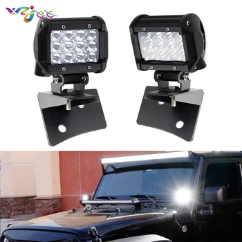 

car styling 4inch 36W LED wrok Light w/A-Pillar Mounting Bracket, Wiring For 2007 2008 - 2019 Jeep Wrangler JK Auto Accessories