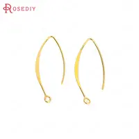 (C897)20 pieces 14x37mm Hole 2mm 24K Gold Color Brass Long Earring Hook High Quality Diy Jewelry Findings Accessories