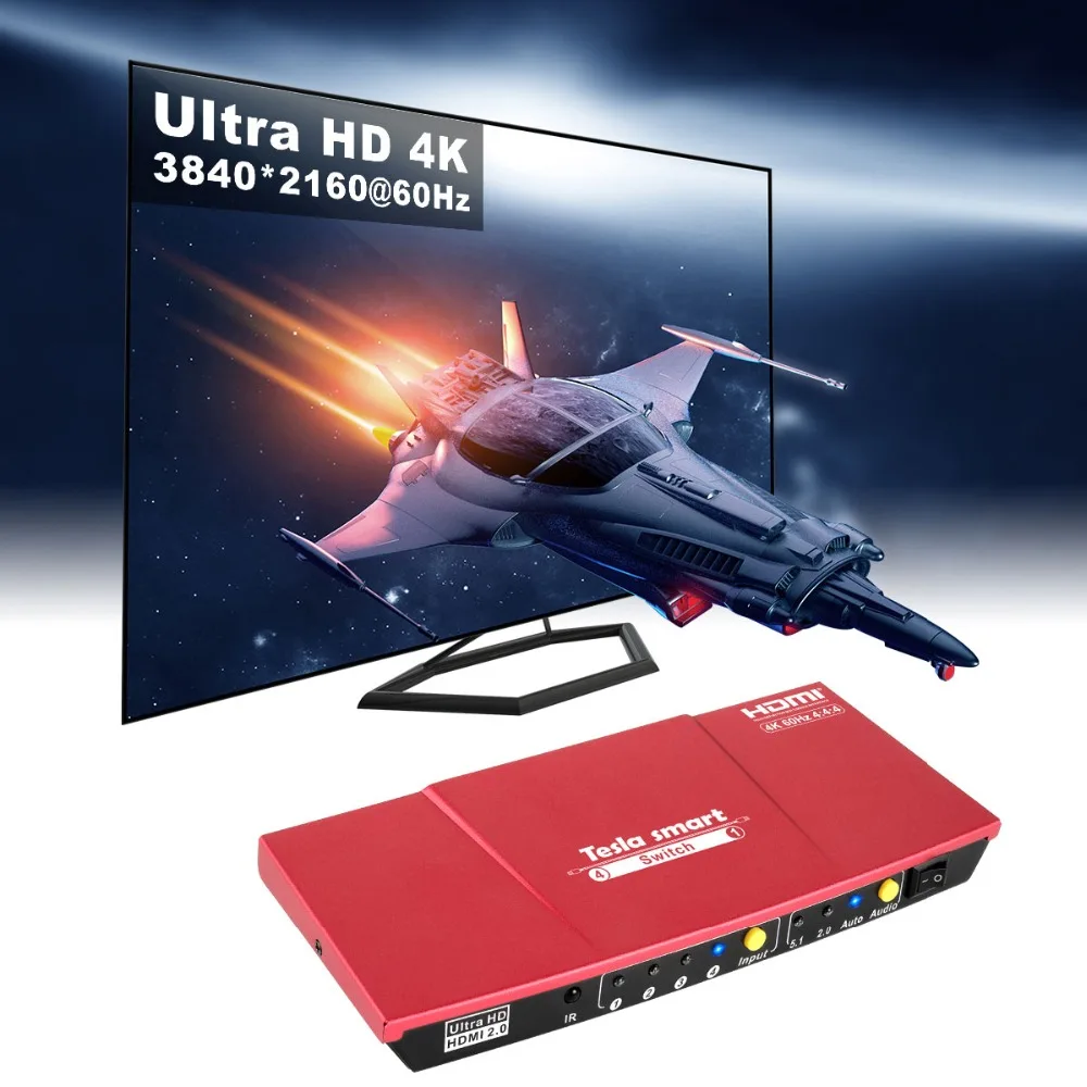 4K 4x1 HDMI коммутатор 4 порта HDMI коммутатор 4 в 1 выход с S/PDIF и L/R аудио выход Поддержка HDTV 4K@ 60 Гц 4:4:4 ИК-пульт дистанционного управления