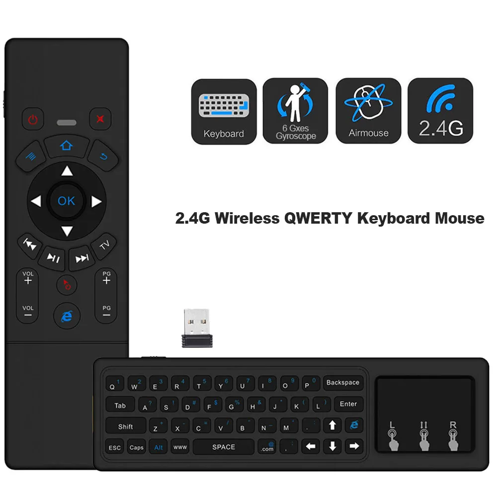 Мини 2 4 ГГц Air mouse беспроводной сенсорный экран с клавиатурой qwerty ручной пульт