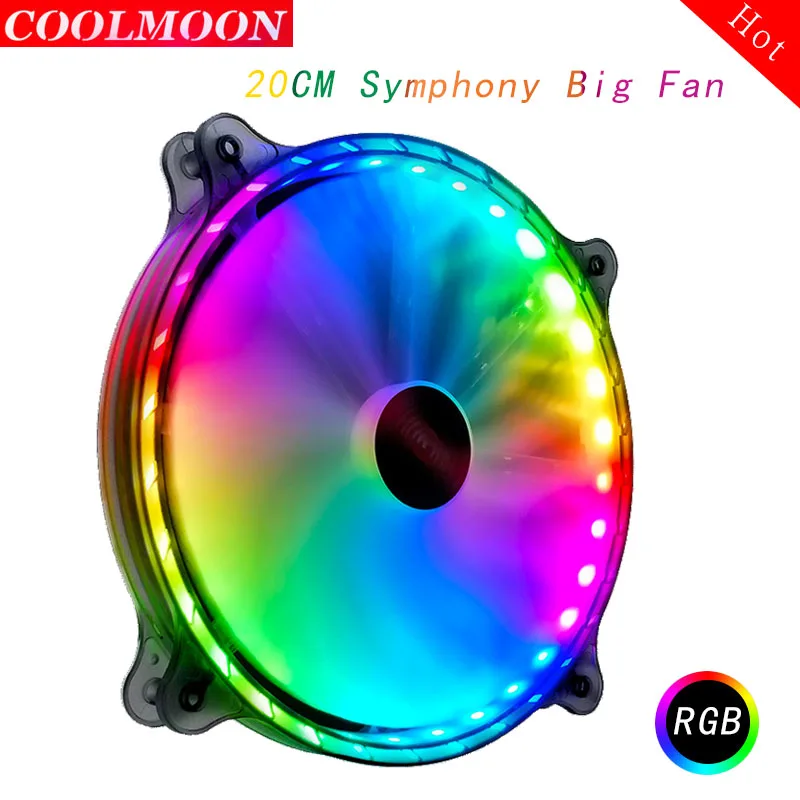 

COOLMOON CR200mm desktop computer case RGB mute streamer LED 20CM cooling fan is super cool
