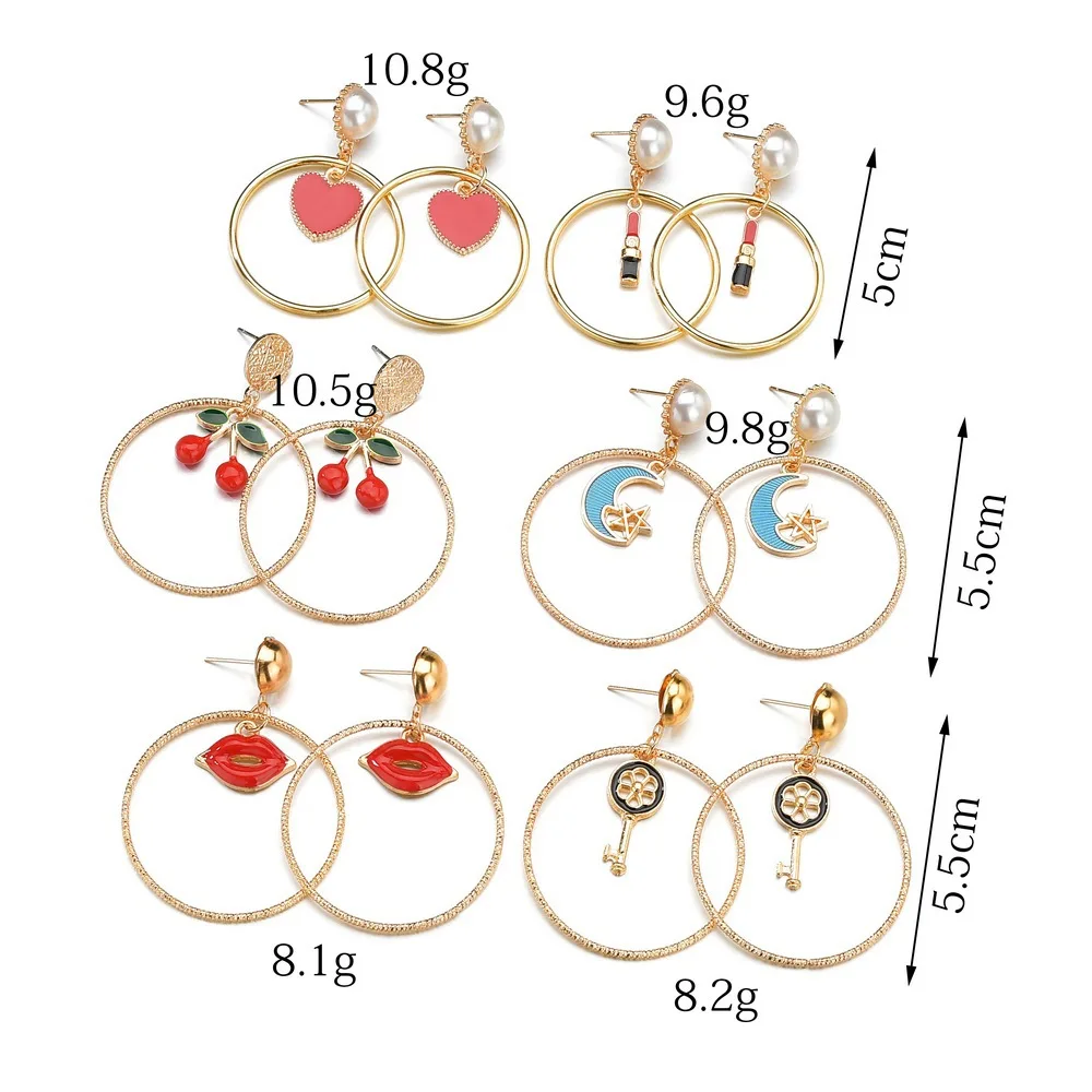 Женские Модные клипсы серьги кольца для девочек металлические сердце луна