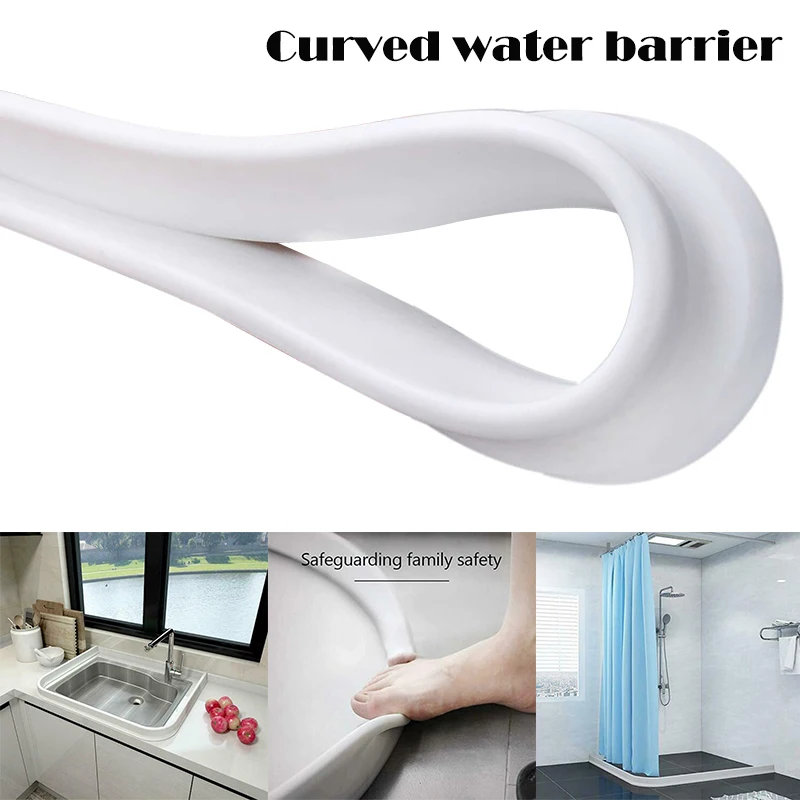 

HOT Bathroom Kitchen Water Stopper Dry and Wet Separation Silicone Water Barriers Floor Partition Strips LSF99