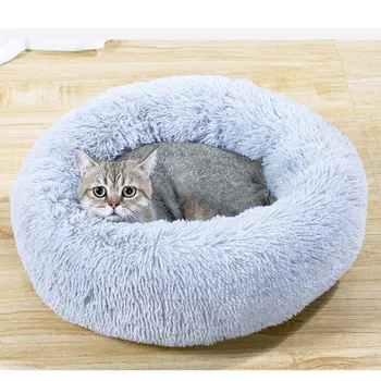 

Cat Bed Long Plush Super Soft Pet Bed Kennel Dog Round Cat Winter Warm Sleeping Bag Puppy Cushion Mat Portable Cat Supplies