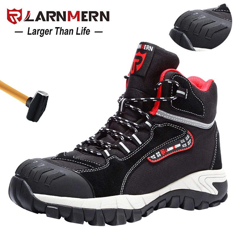 LARNMERN Mens Work Shoes Steel Toe Safety Shoes Comfortable Lightweight Anti-smashing Non-slip Construction Protective Footwear