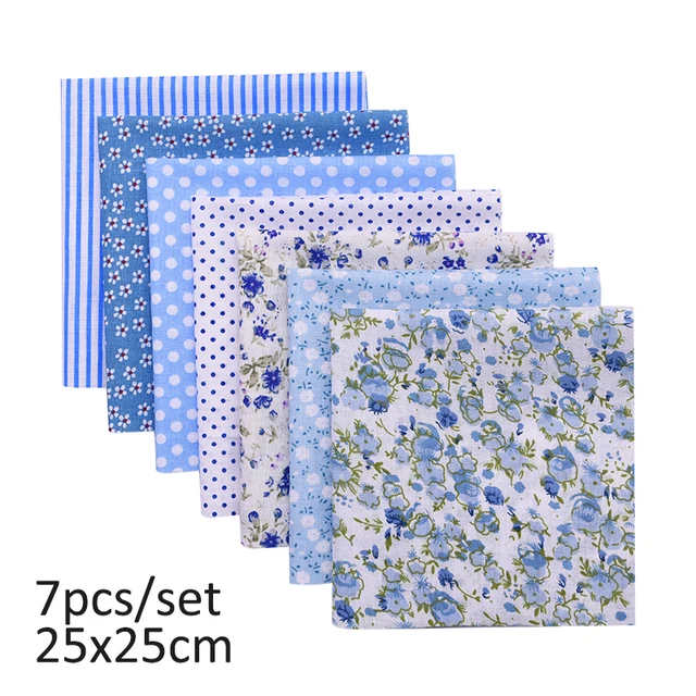 20cmx25cm and 25cmx25cm Cotton Fabric Printed Cloth Sewing Quilting Fabrics for Patchwork Needlework DIY Handmade Material 7pcs 25x25cm