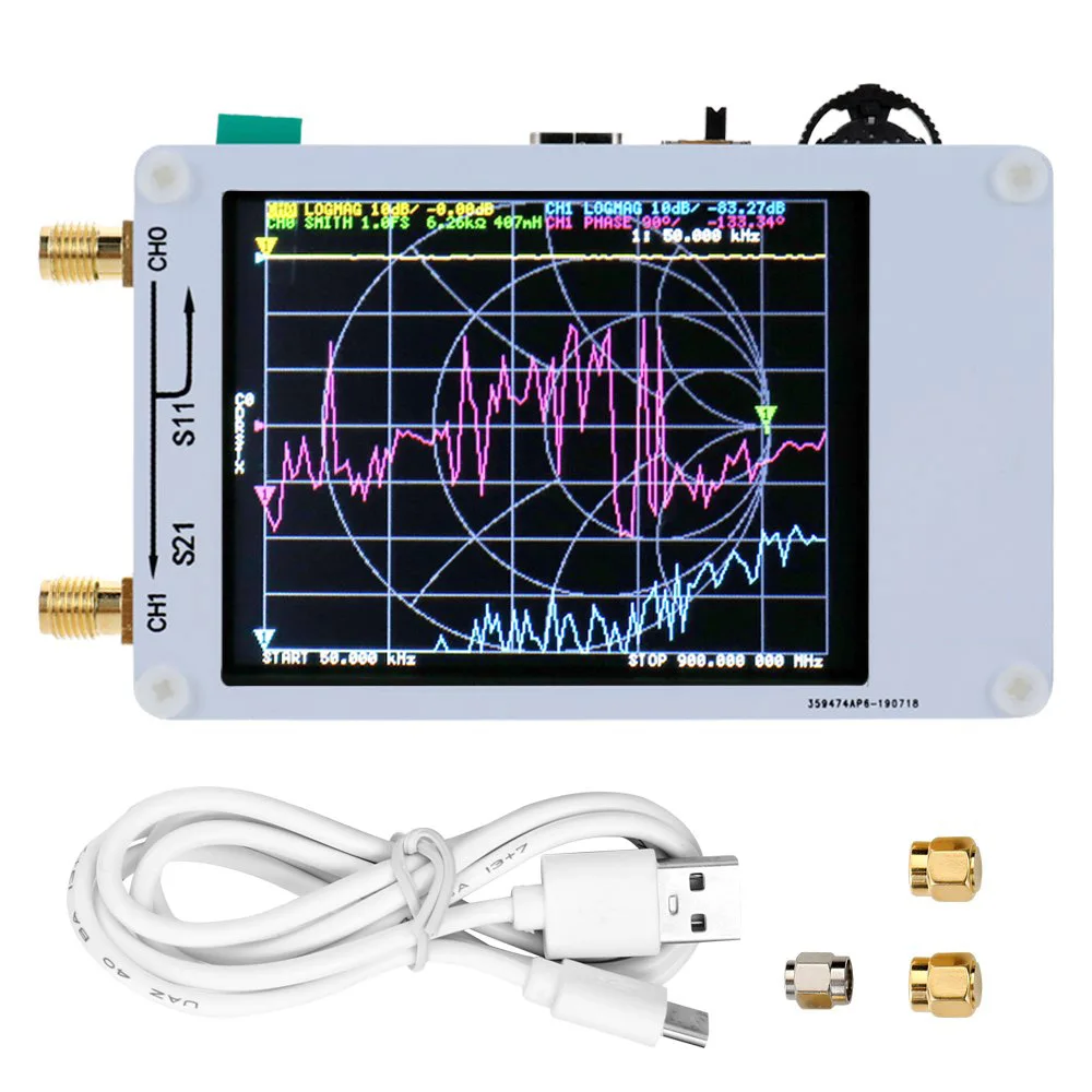 NanoVNAH 50KHz 900MHz портативный анализатор сети 2 8-дюймовый сенсорный экран MF HF VHF UHF